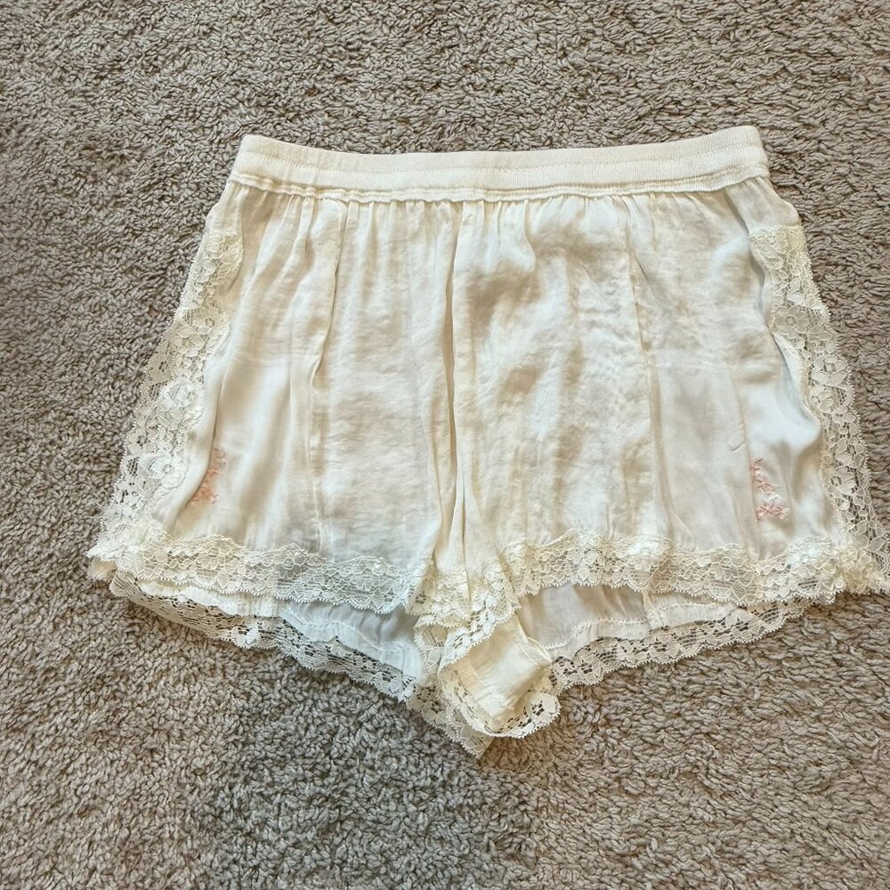 Free People Intimately Lace Tap Mini Shorts Women's White Casual Coquette Lounge